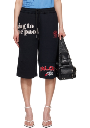 Marine Serre Black Regenerated Graphic Sweatshirts Drawstring Shorts