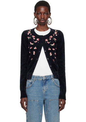 Blumarine Black Embroidery Roses Cardigan