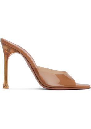 Amina Muaddi Tan Alexa Glass Slipper 105 Heeled Sandals