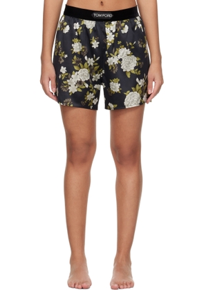 TOM FORD Black Hendrix Floral Stretch Silk Satin Pyjama Shorts