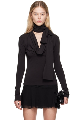 Blumarine Black Cowl Neck Long Sleeve T-Shirt