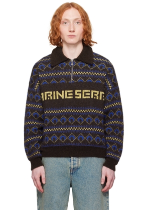Marine Serre Brown 'Marine Serre' Jacquard Knit Crewneck Sweater