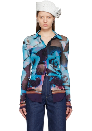 Jean Paul Gaultier Blue & Purple Roses Shirt