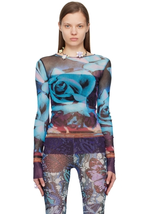 Jean Paul Gaultier Purple & Blue Roses Long Sleeve T-Shirt
