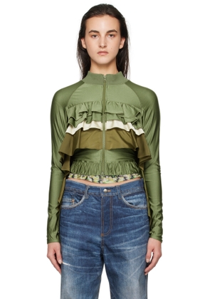 Andersson Bell Khaki Riley Ruffle Tight Zip Up Jacket