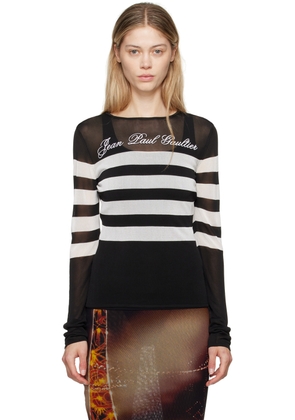 Jean Paul Gaultier Black & White 'The Knit Signature Marinière' Long Sleeve T-Shirt