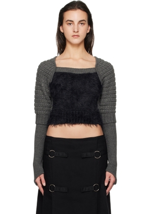 Andersson Bell Gray & Black Furry Chunky Knit Sweater