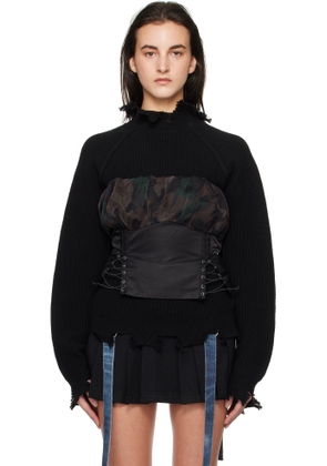 Andersson Bell Black Isla Shirred Crop Bustier Top