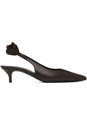 Magda Butrym Brown Slingback Rose Kitten Heels