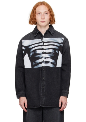 Jean Paul Gaultier Black 'The Body Marinière' Denim Shirt