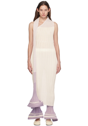 ISSEY MIYAKE White & Purple Asagao Maxi Dress