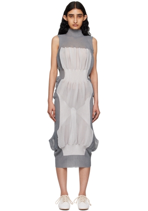 ISSEY MIYAKE Gray Shaped Nude Midi Dress
