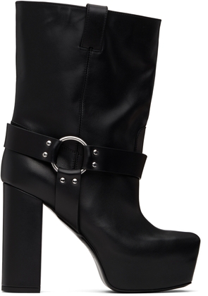 R13 Black Sid Heeled Harness Boots