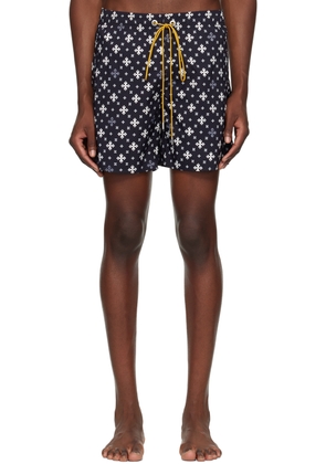 Rhude Black Cross Bandana Swim Shorts