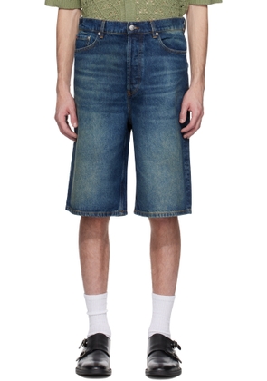 Hugo Blue Logo Patch Denim Shorts