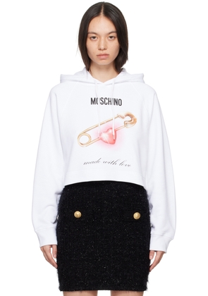 Moschino White Heart Safety Pin Hoodie