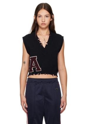 AMBUSH Navy Destroyed Rib V-Neck Vest