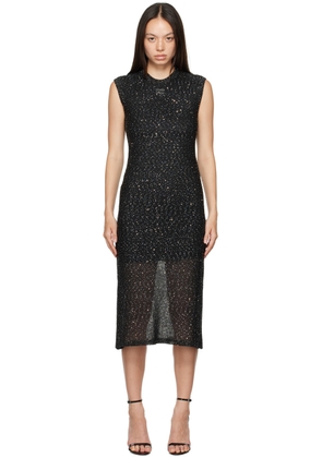 MSGM Black Glitter Midi Dress