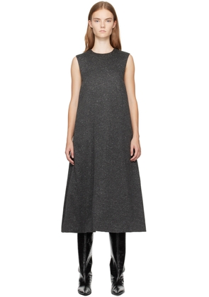 UMBER POSTPAST Gray Viscose Jersey Insulated Midi Dress