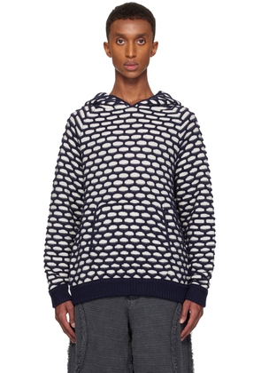 Isa Boulder Blue & White Hexagon Hoodie