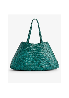 Womens Dragon Diffusion Santa Croce Woven-Leather Top-Handle Basket Bag