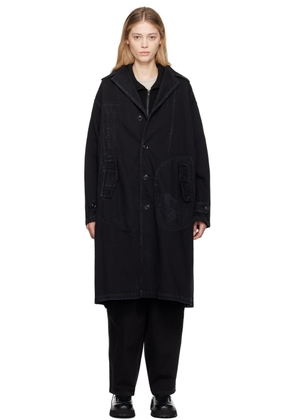 Y's Black Faded Denim Coat