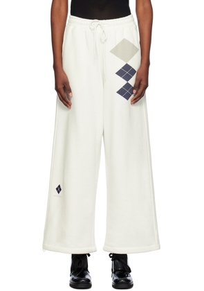 OPEN YY White Argyle Wide Sweatpants