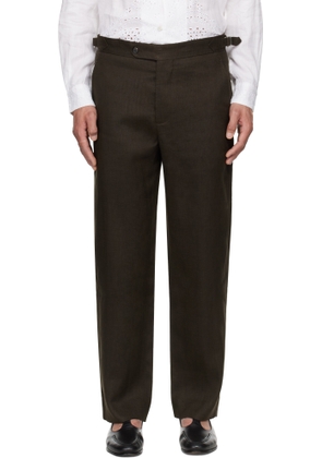 Bode Brown Lightweight Linen Side-Buckle Trousers