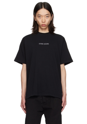 Stone Island Black Embroidered-Logo T-Shirt