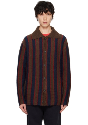 Bode Navy & Brown Mohair Stripe Cardigan