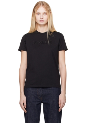 Moncler Black Embroidered Tonal Logo T-shirt