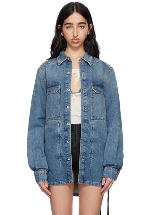 Rick Owens DRKSHDW Blue Hollywood Outershirt Denim Jacket