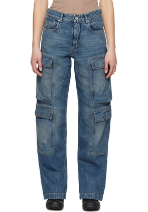 Rick Owens DRKSHDW Blue Hollywood Double Cargo Jeans