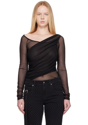 Versace Jeans Couture Black 'STR' Tulle Glitter Top