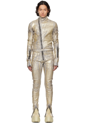 Rick Owens Gold Hollywood Flightsuit Denim Jumpsuit