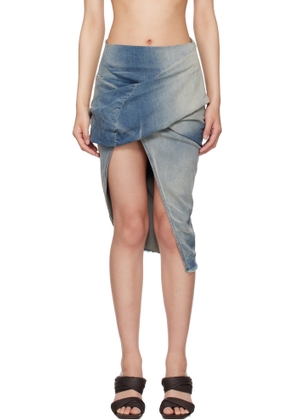 Rick Owens DRKSHDW Blue Hollywood Low Twist Denim Midi Skirt
