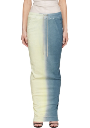 Rick Owens DRKSHDW Blue & Off-White Pull On Pillar Maxi Skirt