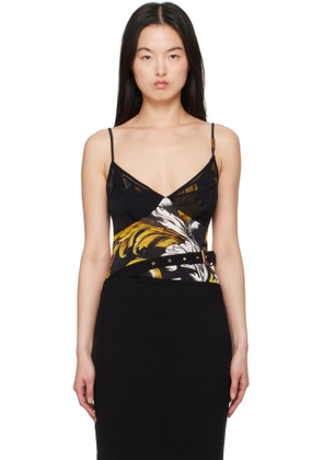 Versace Jeans Couture Black & Yellow Outline Barocco Mesh Tank Top