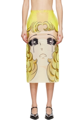 Pushbutton Yellow Crying Girl H-Line Midi Skirt
