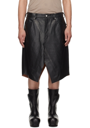 Rick Owens Black Hollywood Slivered Leather Skirt