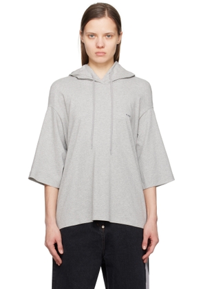 Pushbutton Gray Square Half Sleeve Hoodie