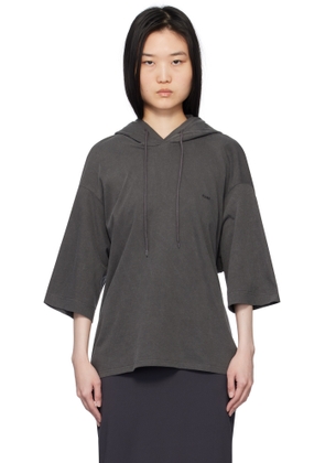 Pushbutton Gray Square Half Sleeve Hoodie