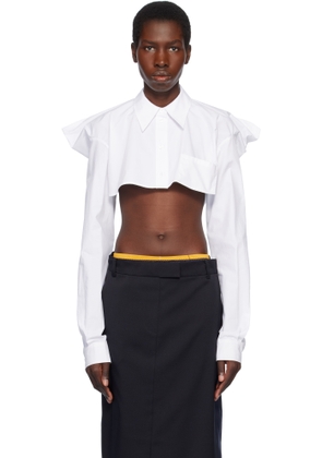 Pushbutton White Squared Back Cropped Shirt