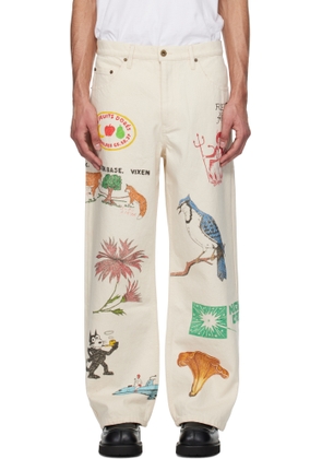 Small Talk Studio SSENSE Exclusive Off-White Custom Hand Drawn Jeans