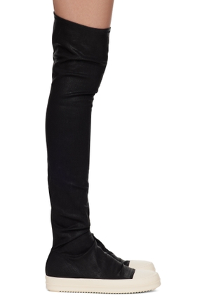 Rick Owens DRKSHDW Black Hollywood High-Sock Sneaks Tall Boots