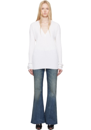 MM6 Maison Margiela White Slouchy Rib Gauge 14 Minidress