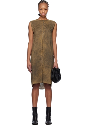 MM6 Maison Margiela Khaki Light Silk Shift Midi Dress
