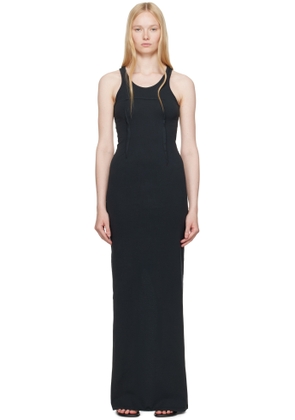 MM6 Maison Margiela Black Heavy Cotton Jersey Maxi Dress