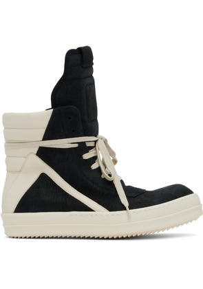 Rick Owens Black & Off-White Hollywood Geobasket Sneakers