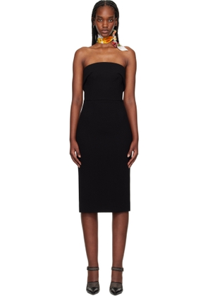 Dolce & Gabbana Black Wool Crêpe Strapless Midi Dress